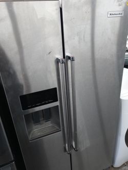 KitchenAid stainless steel side by side refrigerator - Free delivery