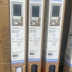 Blackout Roller Shades Dark Blue Fabric 