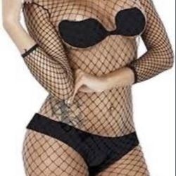 Long Sleeve Fishnet Bodystocking Bodysuit