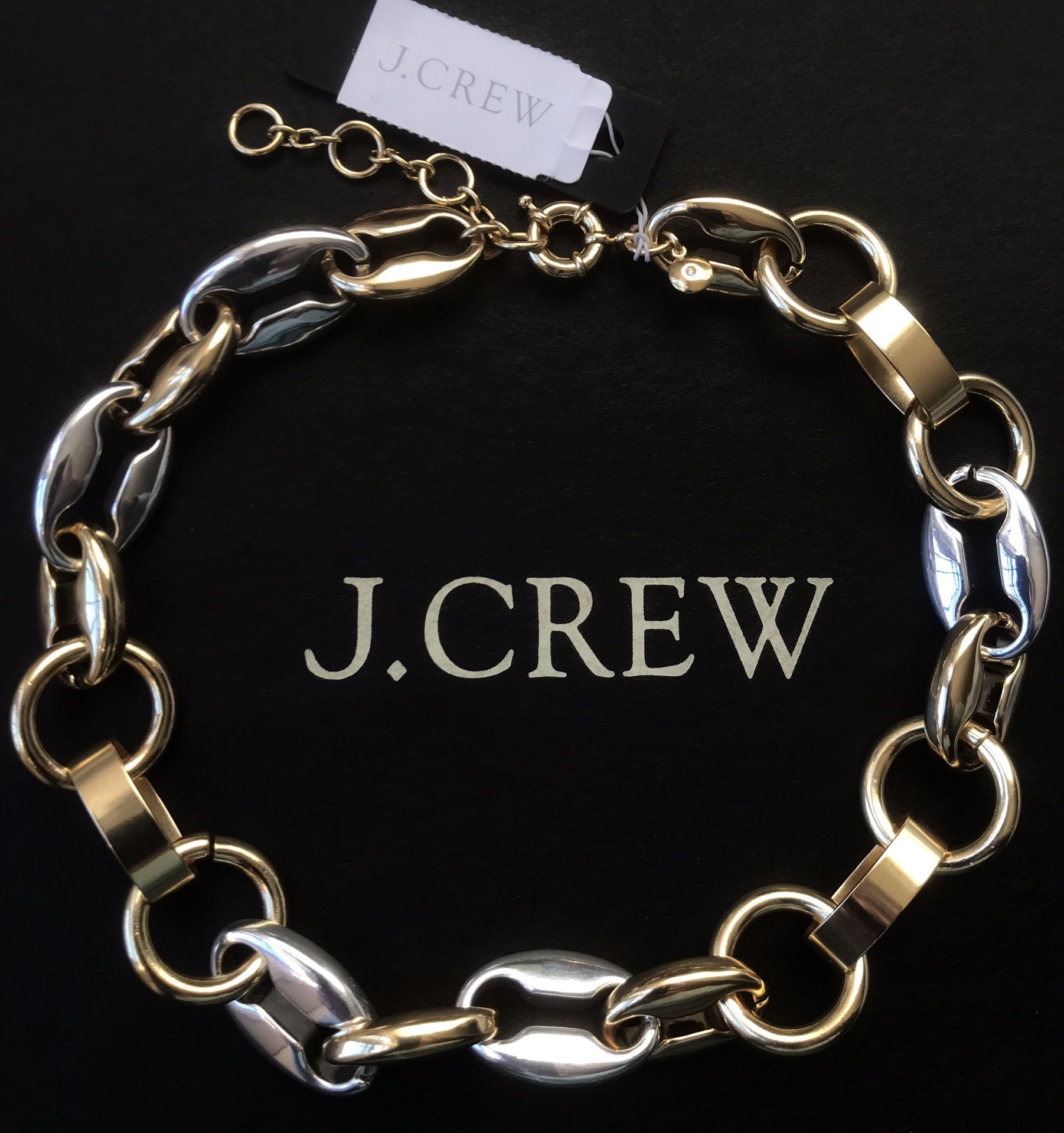 (NEW) (1 AVAILABLE) WOMEN’S J.CREW MIXED METAL CHAINLINK NECKLACE - SIZE: OS (ONE SIZE) 