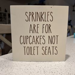 Rustic wood block sign for bathroom 