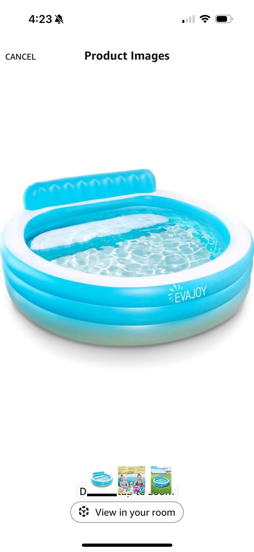 New In Box Large Inflatable Pool With Bench 10 Feet