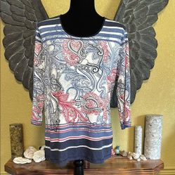 Olsen Paisley Print 3/4 sleeve Shirt
