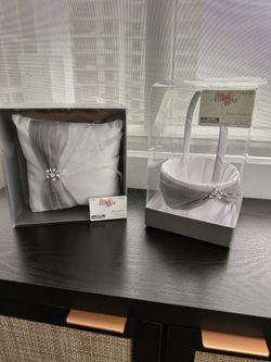 Flower Girl Basket and Ring Bearer Pillow Set
