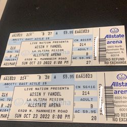 Wisin Y Yandel Tickets Section 214 Row B  $160 The Pair 