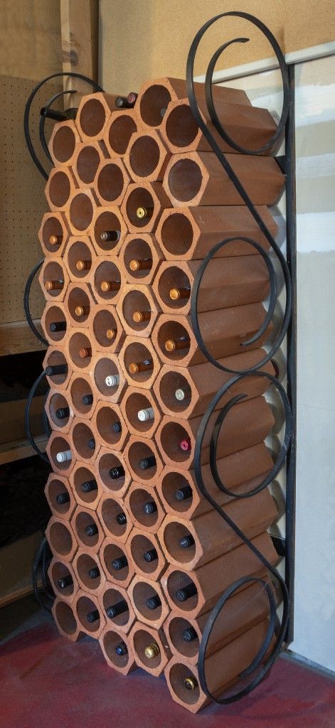 Wine Storage Rack With Individual Clay Bottle Holders