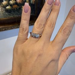 14K White Gold Natural Diamonds Beautiful Promise Engagement Wedding Ring 