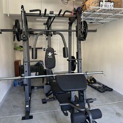 Vesta Fitness Smith Machine SM1001/Bumper Plates 230lbs/Olympic Barbell Bar/AdjustableBench/Gym Equipment/Fitness/Squat Rack/FREE DELIVERY 