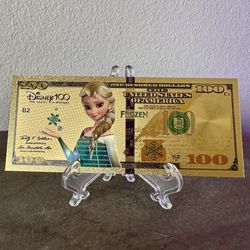 24k Gold Foil Plated Elsa Frozen Banknote 