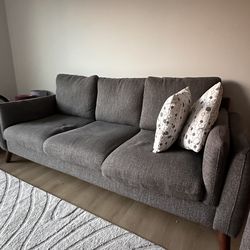 Grey modern couches and rug!