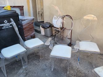 4 Miami Vice Lutice Swan Chairs With White Patted Seats