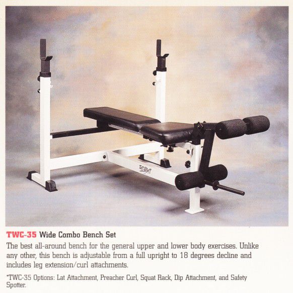 Wide Grip Weight Bench with Removable Leg Attachment   Tuff Stuff TWC-35