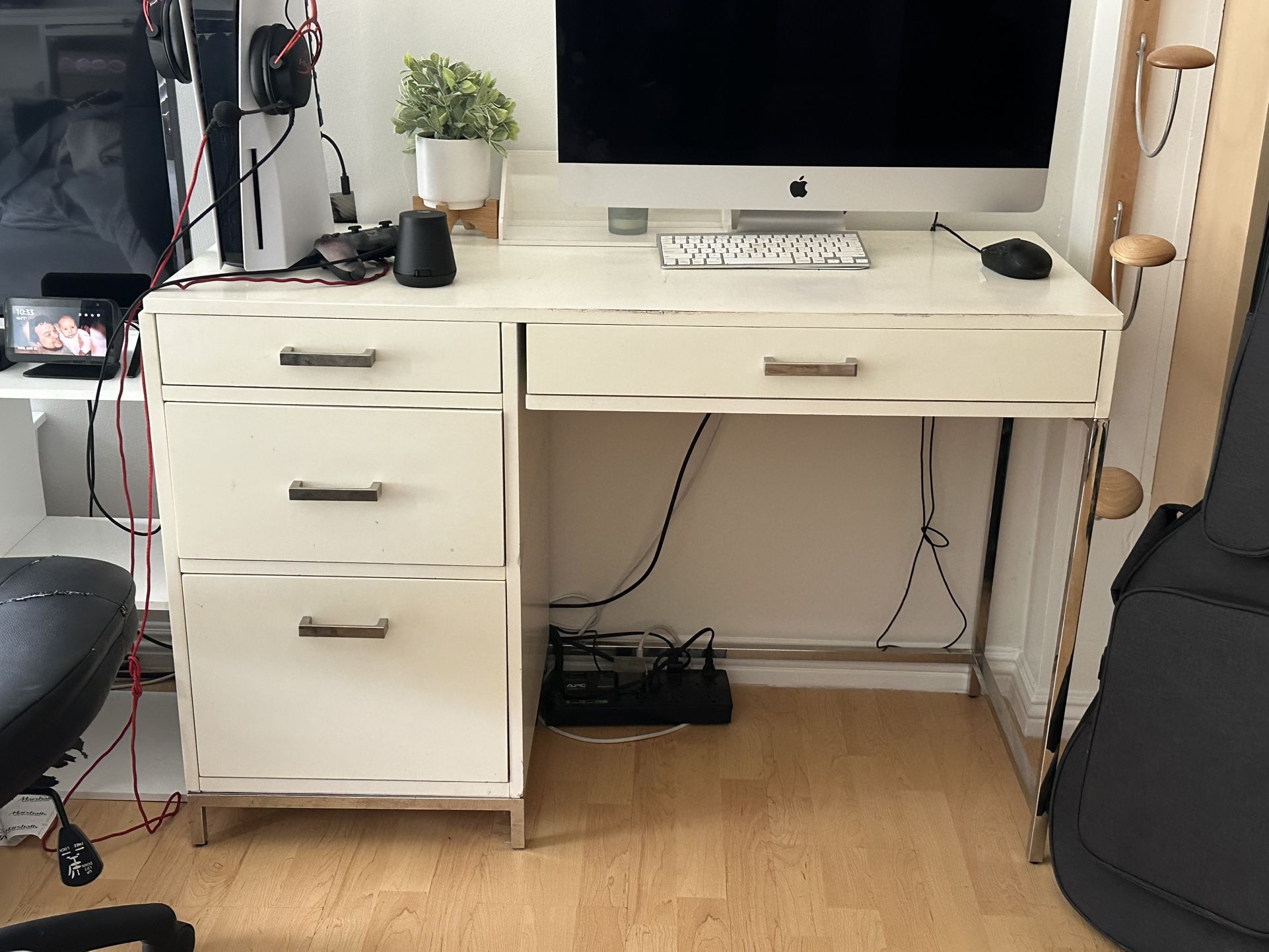 Pottery Barn Teen Writing Desk White Chrome - Priced To SELL We’re Moving!!