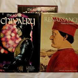2 National Geographic History Books- The Age Of Chivalry And The Renaissance 