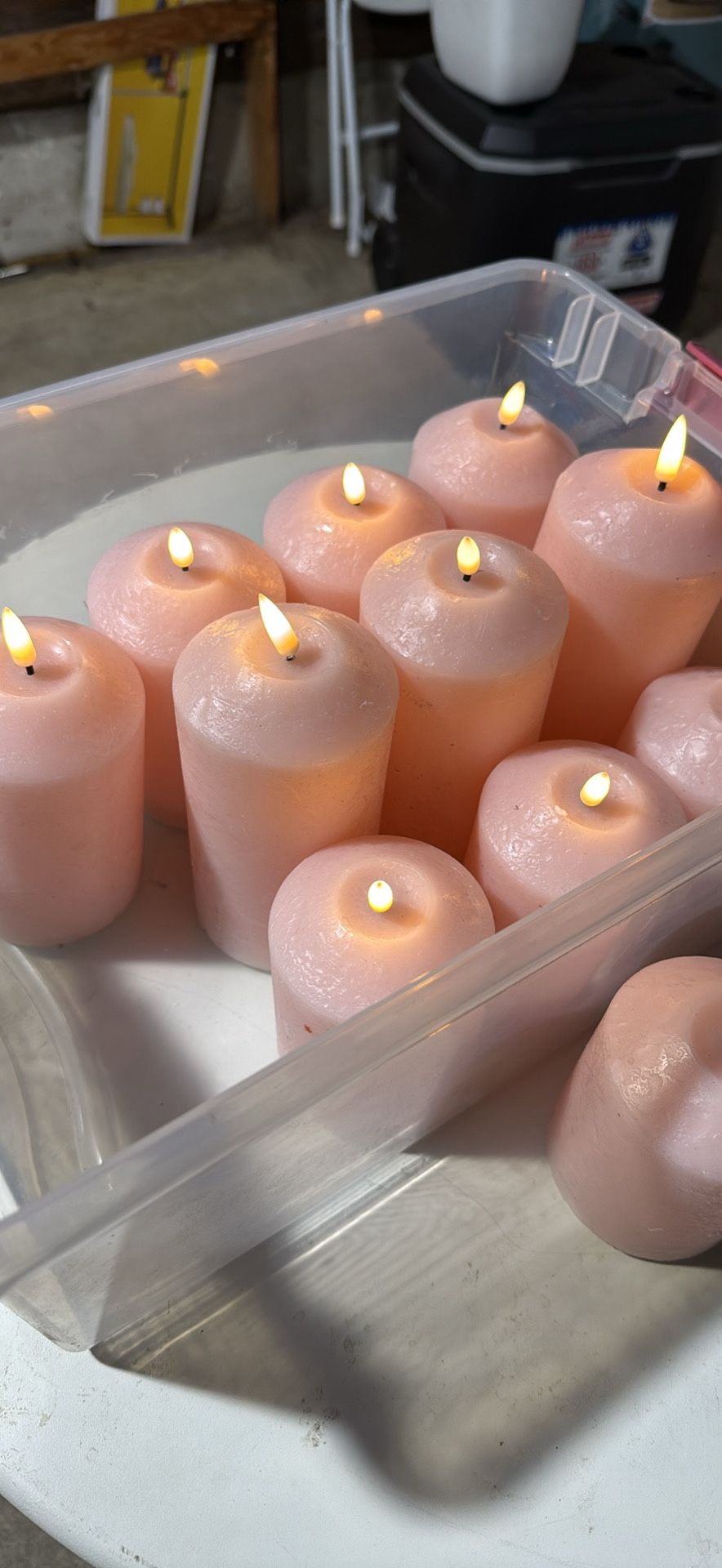 $10Bucks For All Blush Led Wax Covered Pillar Candles
