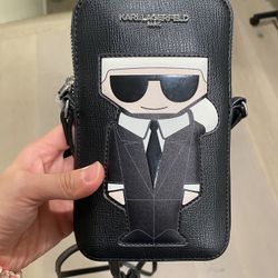 Karl Lagerfeld Paris Black Maybelle Crossbody Cell Phone Bag Mini Tote