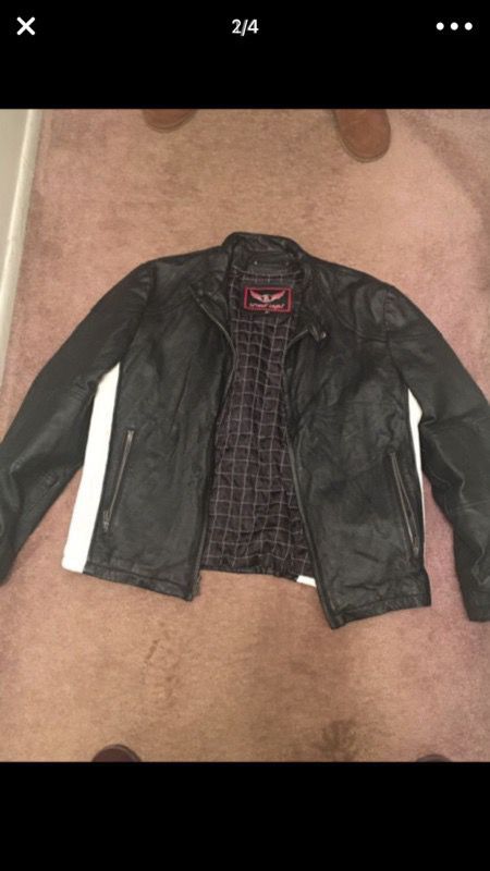 Leather biker coat