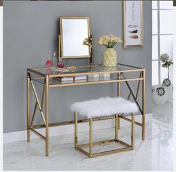 Vanity With Stool Champagne Color 