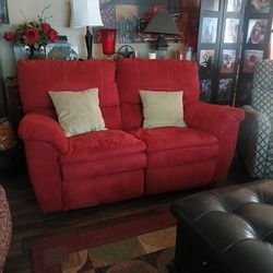 Red Microfiber Reclining Loveseat 