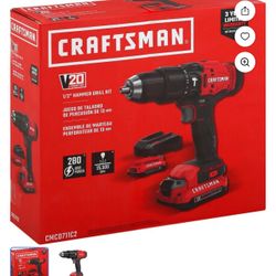 Craftsman CMCD711 20V, "1500 rpm" Brushed Cordless Compact Hammer Drill/Driver 1/2