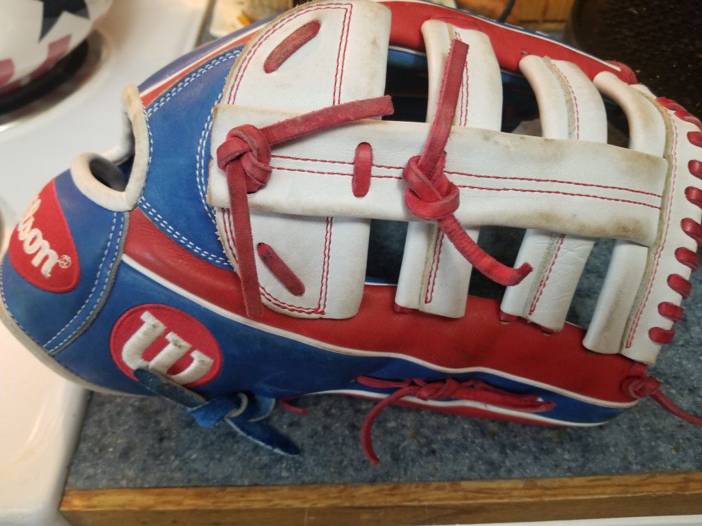 Wilson A2000 12 3/4. Outfielder or softball glove. Used one season