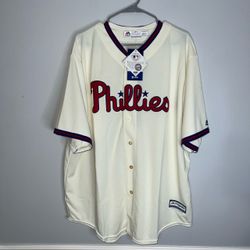 Philadelphia Phillies Rhys Hoskins Jersey Mens XXL Cream Majestic MLB Baseball