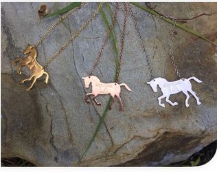 Horse Silhouette Necklace - Gold Plated, 3 Finishes - High Horse LA Designer