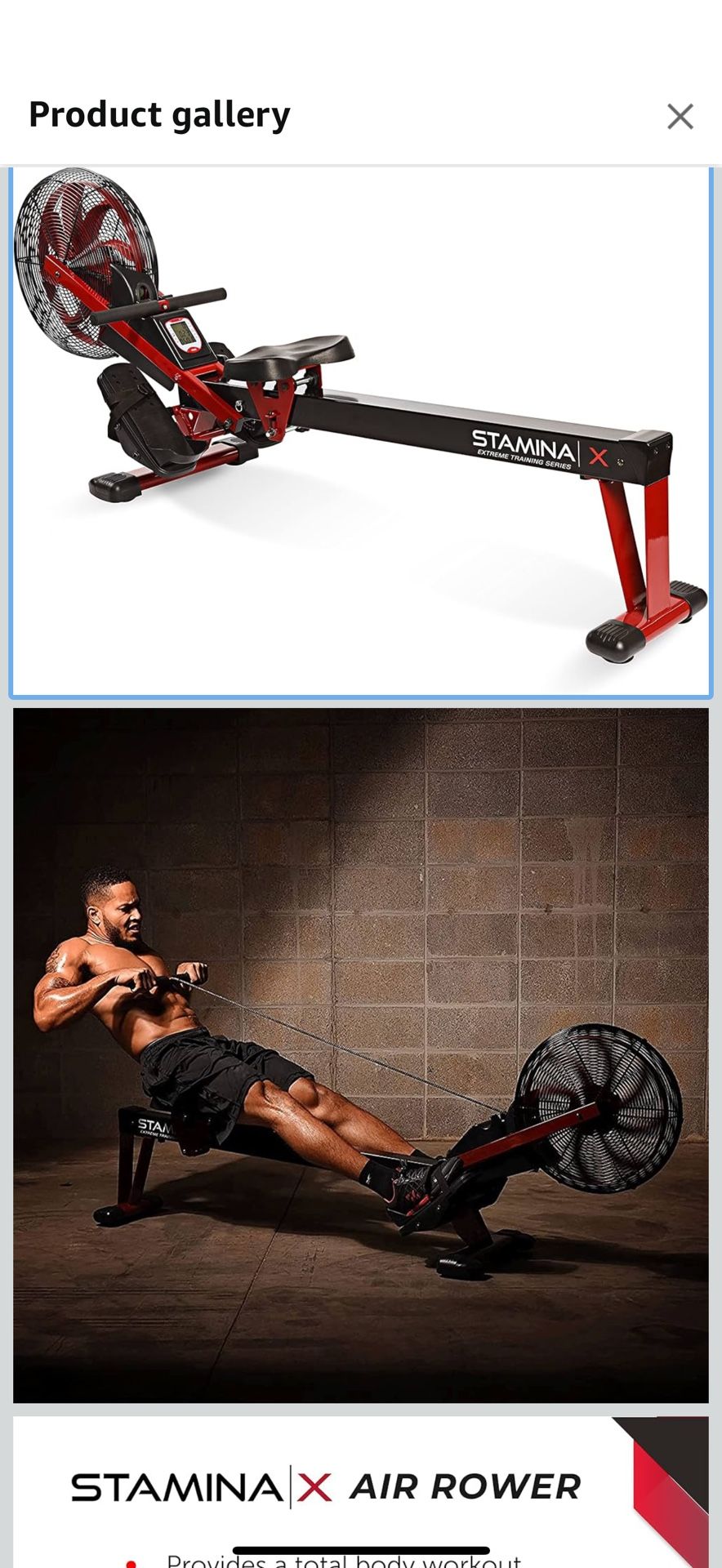 Stamina X Air Rower - Rower Machine with Smart Workout App - Rowing Machine with Air Resistance for Home Gym Fitness - Up to 250 lbs Weight Capacity