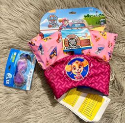 NEW Nickelodeon pink Paw Patrol kid children girl Life Jacket (30-50lbs) U.S Coast Guard Approved & kid goggles 8+ for girls
