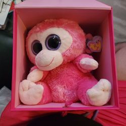 TY BEANIE BOOS - RAZBERRY the 9" MONKEY (MEDIUM) 