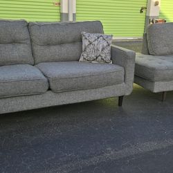 Ashley Furniture Charcoal Gray Loveseat Sofa & Chaise- Sold Together 