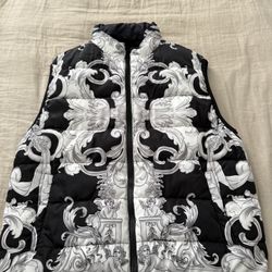 Versace men's baroque reversible puffer vest
