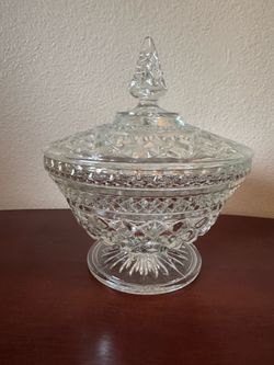 Vintage Anchor Hocking Wexford Lidded Glass Candy Dish with Lid