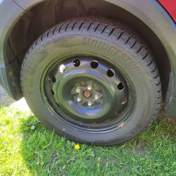 Set Of 4 Steel Wheels With 17 Inch Blizzak Winter Tires 
