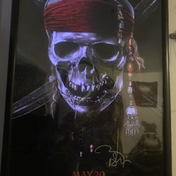 Johnny Depp Signed Pirates Of The Caribbean Movie Poster