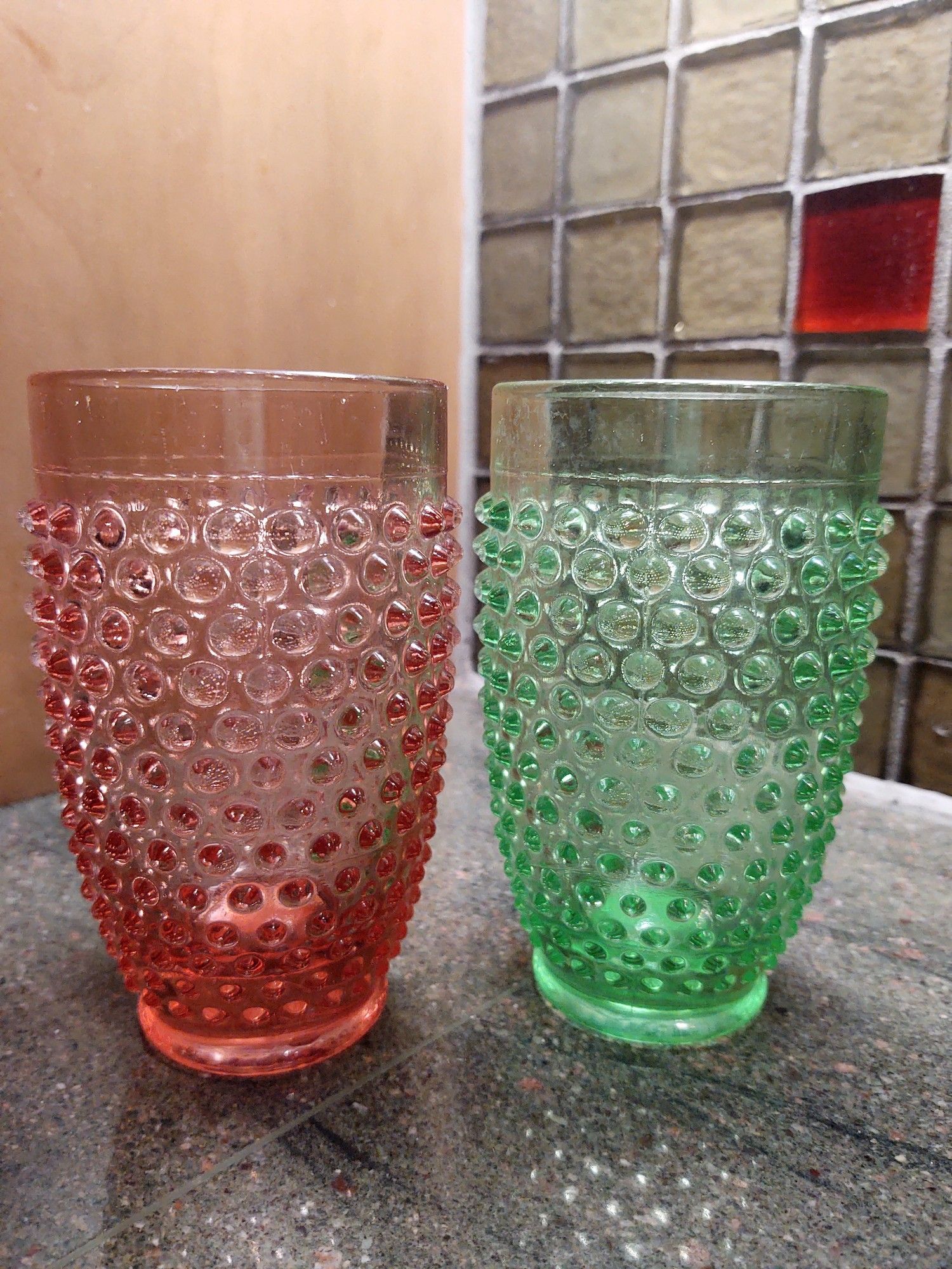Vintage Hobnail Color Glass Tumblers