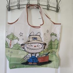 Labubu Green farmer Foldable Reusable Shopping Bag with Small Pouch – Nylon