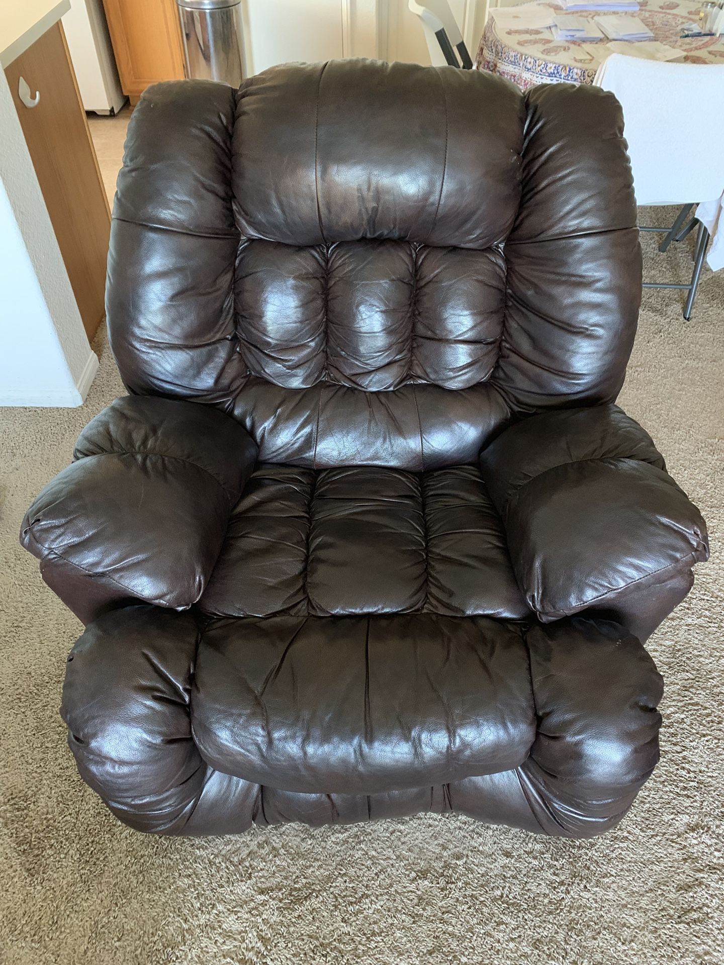 Brown Leather Recliner 1.5 Year Old