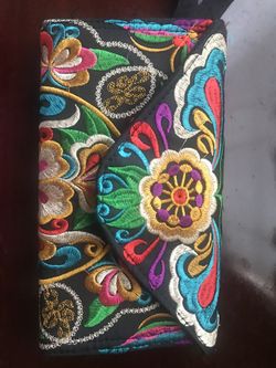 Mexican Embroidered Wristlet purse