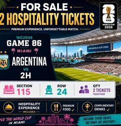 2 Hospitality Tickets World Cup 2026