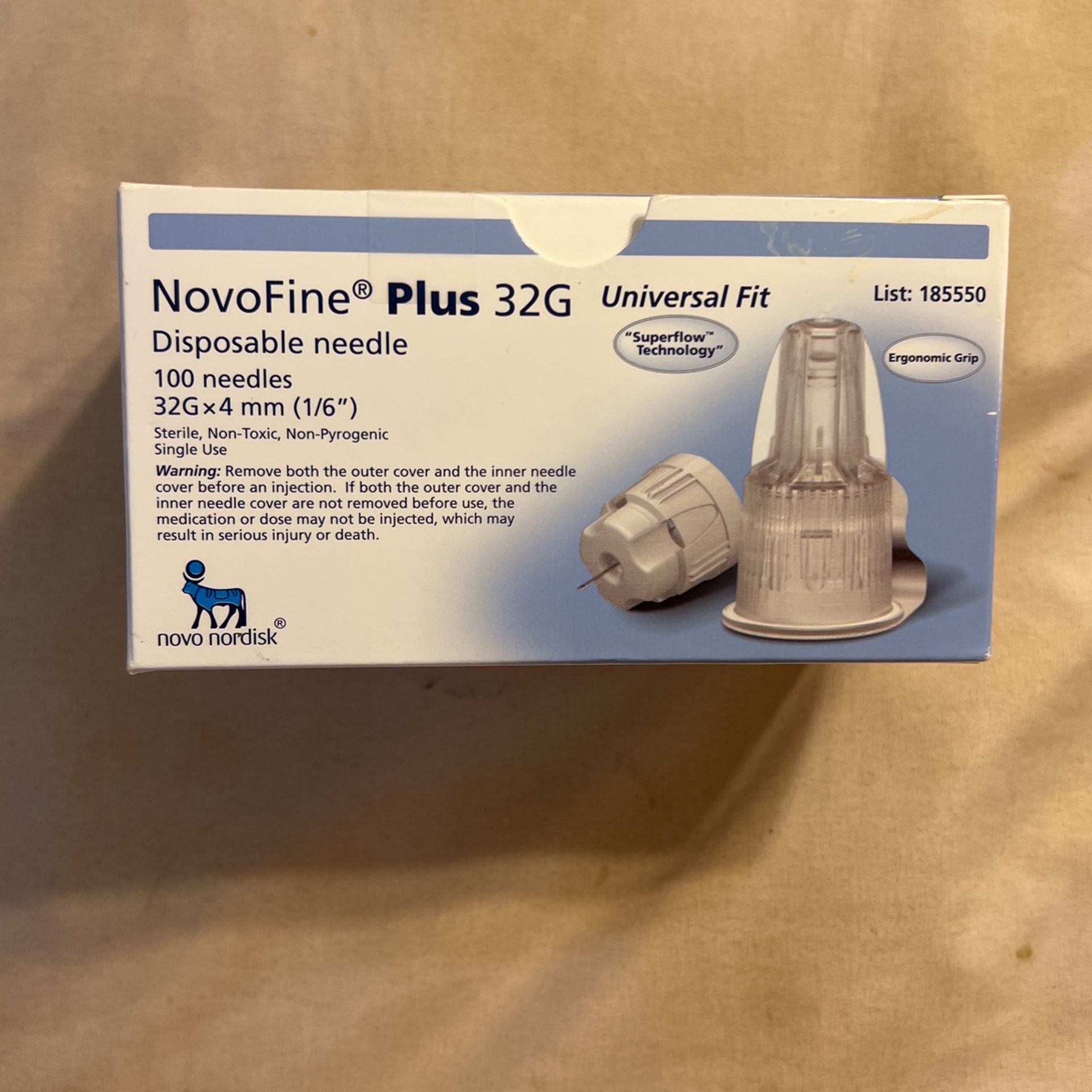 Brand New 100 Count NovoFine 185550 Plus 32g Disposable 