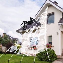 Spider Web Halloween Decorations, 16 ×15 Feet Giant Triangular Spider Web 