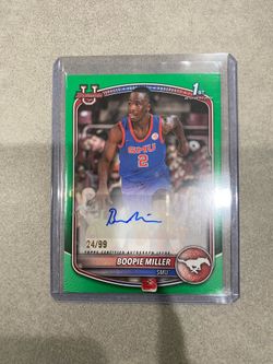 2025-26 Bowman Basketball BOOPIE MILLER Paper Prospect Auto Green /99 #PA-BI SMU