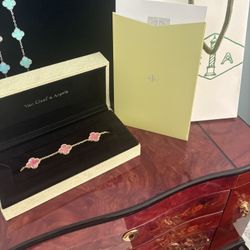 Pink And Gold Clover Bracelet