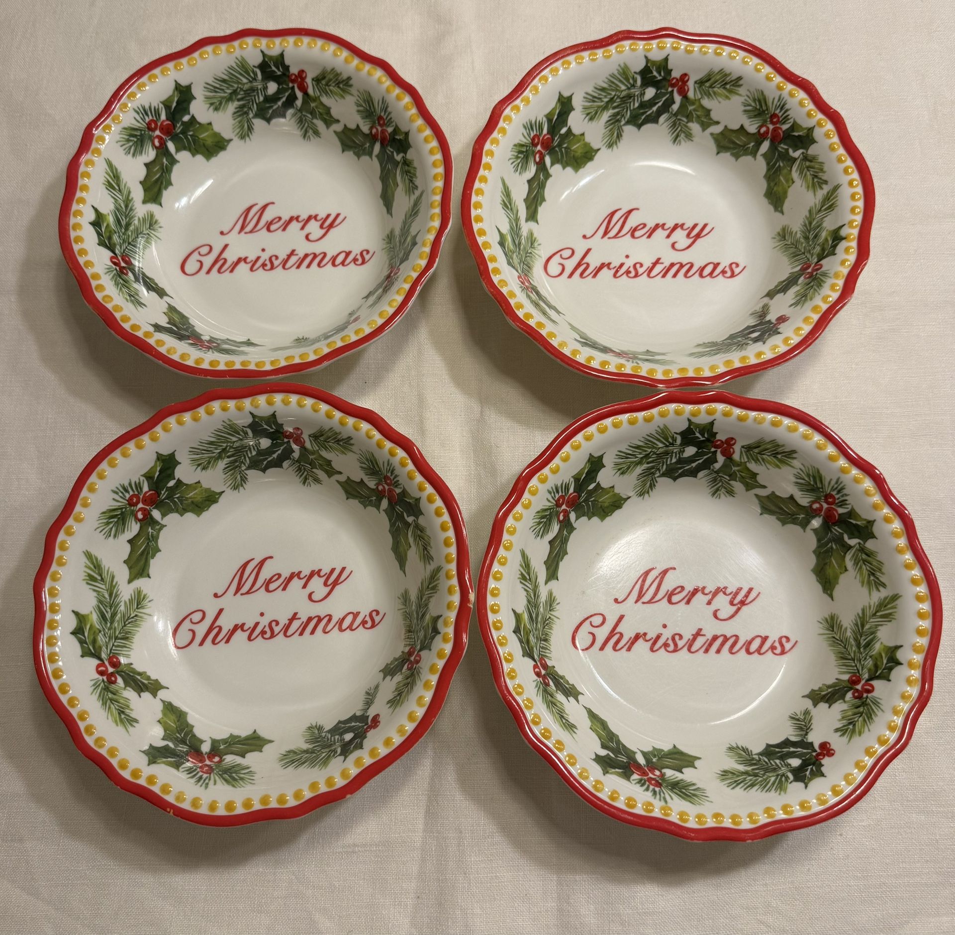 Vintage Merry Christmas Melamine 4 Bowl Set