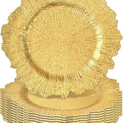 NEW Gold Charger Plates Bulk 100Pcs - 13"