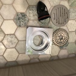 Floor Drain with Hair Trap - 4 Inch Square Stainless Steel for Bathroom