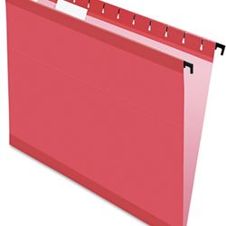 Pendaflex SureHook Reinforced Hanging Folders, Letter Size, Red, 20 per Box (6152 1/5 RED)