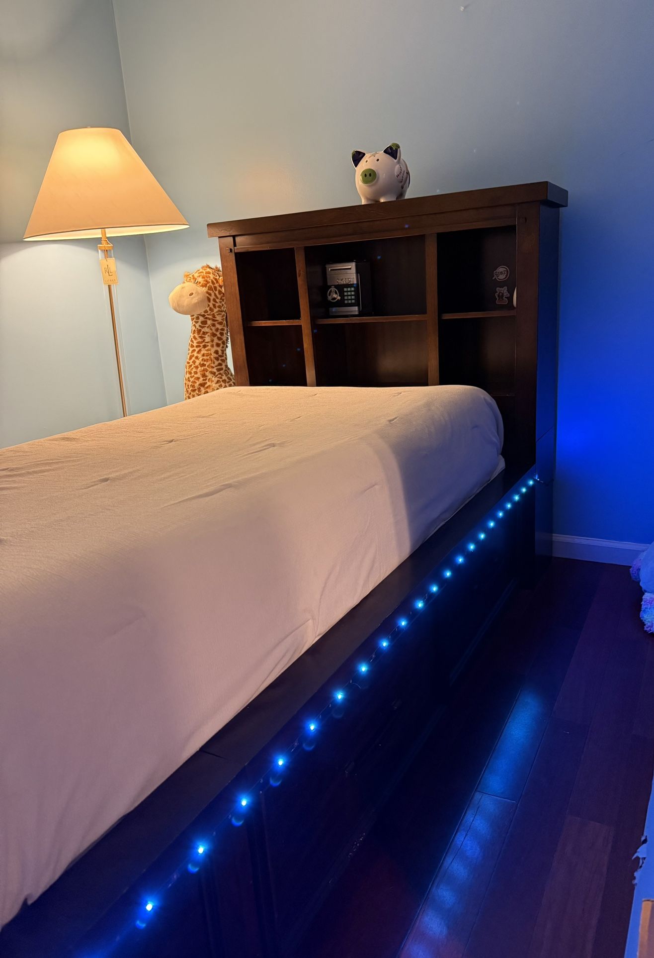 Twin Bed With 6 Drawers And Bookshelves With LED alights
