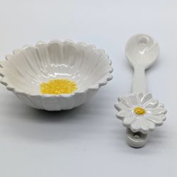 Vintage Daisy  MARMALADE JAM Jelly Dish with Spoon. Excellent Condition!